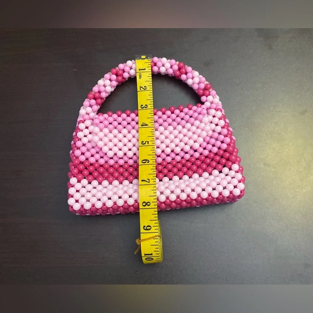 Pink purse Beaded Clutch women's Handmade Handbag